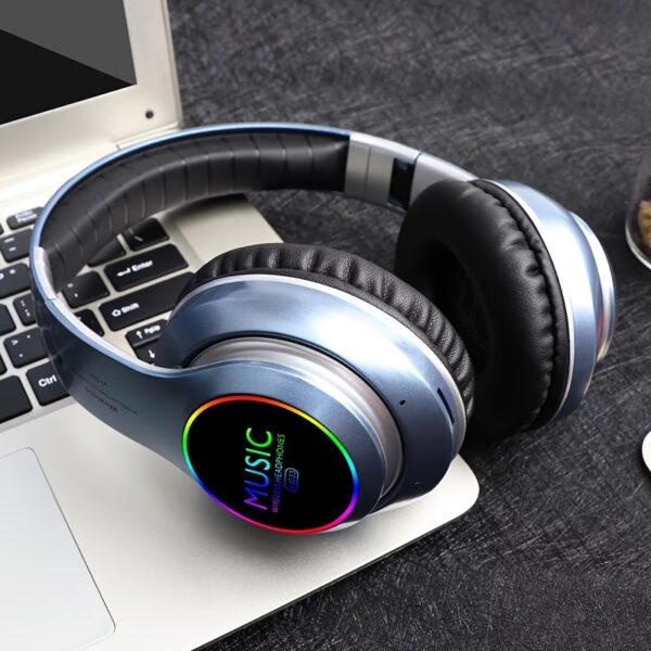 [Wireless Deep Bass Headphones] Foldable Wireless Headphones with Deep Bass, Lightweight Gaming Earbuds with Built-in Mic, 3.5mm Audio Cable Compatible, USB Type-C Charging, Non-Waterproof, Push Button Volume Control, for Travel & Work, Adult - No Charger - Image 2