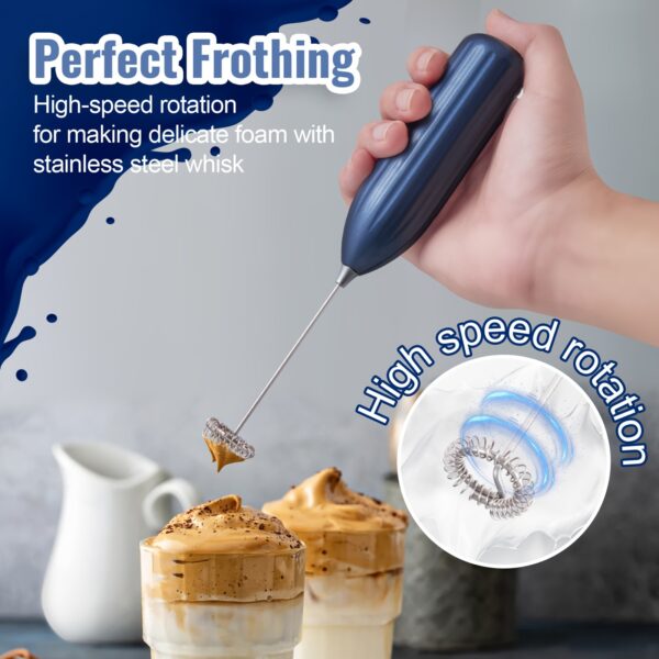 Lalayuan Electric Milk Frother, Mini Milk Foamer, Battery OperatedNot Included Stainless Steel Drink Mixer, Handheld Electric Whisk For Coffee, Latte, Cappuccino, Chocolate, Matcha, Foam Maker, Electric Wireless Blender Mini Coffee Maker, Hand Mixer - Image 10