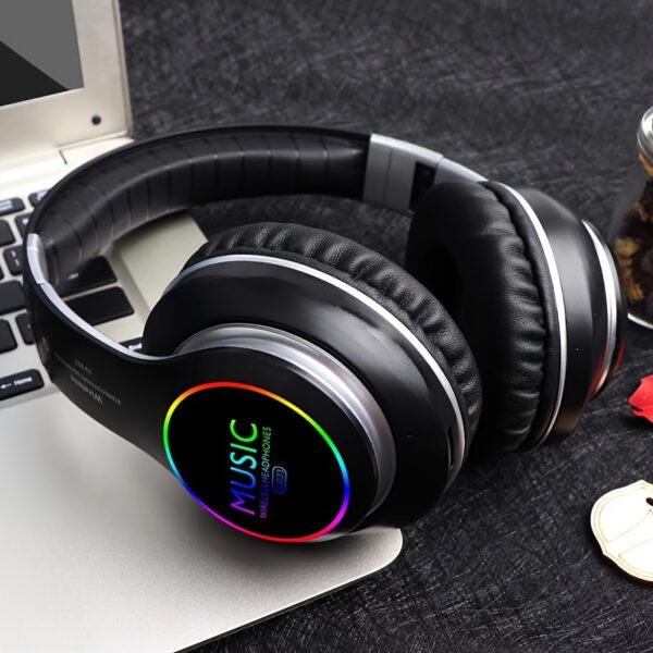 [Wireless Deep Bass Headphones] Foldable Wireless Headphones with Deep Bass, Lightweight Gaming Earbuds with Built-in Mic, 3.5mm Audio Cable Compatible, USB Type-C Charging, Non-Waterproof, Push Button Volume Control, for Travel & Work, Adult - No Charger - Image 15