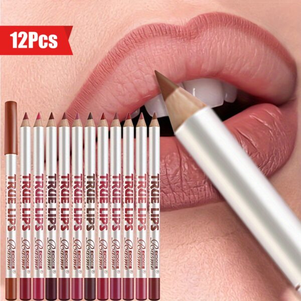12pcs Matte Lip Liner & Lipstick Pencil Set - Long-Lasting, Non-Stick Formula in Vibrant Reds & Browns, Sulfate-Free for All Skin Types - Image 9