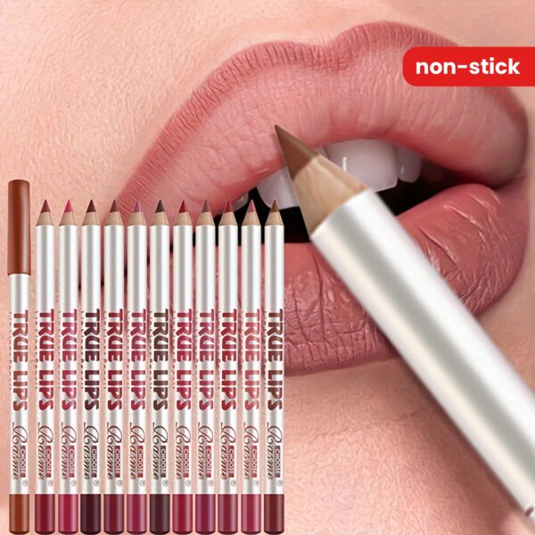 12pcs Matte Lip Liner & Lipstick Pencil Set - Long-Lasting, Non-Stick Formula in Vibrant Reds & Browns, Sulfate-Free for All Skin Types - Image 10