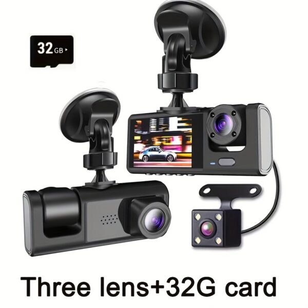 Vavupo 1080P 2&3 Channel Dash Cam for Cars - Front, Inside & Rear View with IR Night Vision, Loop Recording, Wide Angle Lens, and 5.08cm IPS Display - Image 4