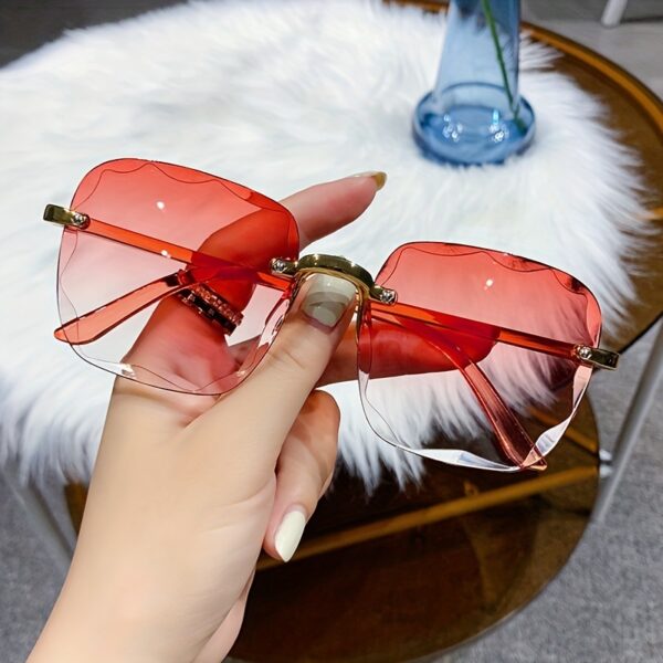 Square Rimless Fashion Fashion GlassesFor Women Men Summer Gradient Sun Shades For Vacation Beach Travel (Not Include Glasses Case) - Image 4