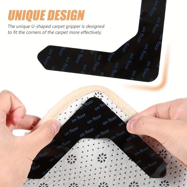 4/12/20pcs Rug Gripper Tape Double Sided Adhesive Non-Slip Rug Pad Tape Stickers Washable Area Rug Pad Carpet Tape Reusable Corner Side Grippers For Hardwood Floors and Tile - Image 6