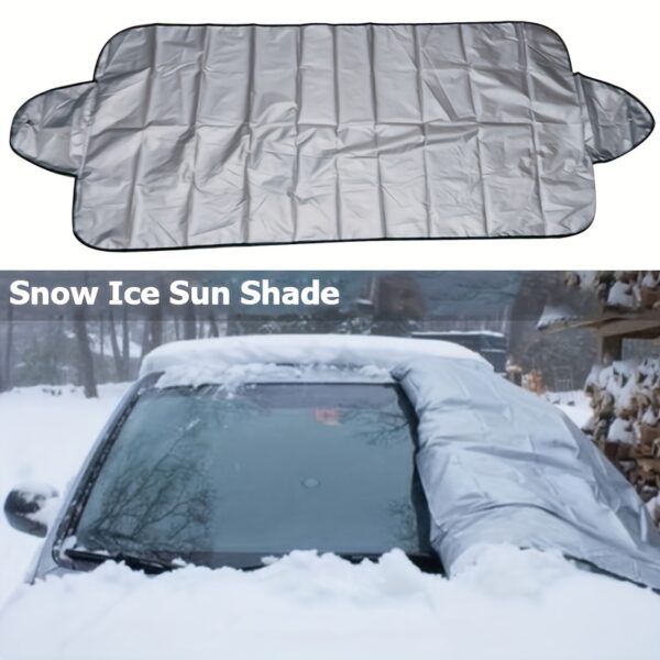 WinterGuard Deluxe - Waterproof Foldable Car Windshield Snow Cover with Sun Visor Protection Against Heavy Snow, Ice, and Frost - Compact, Portable, and Easy to Install