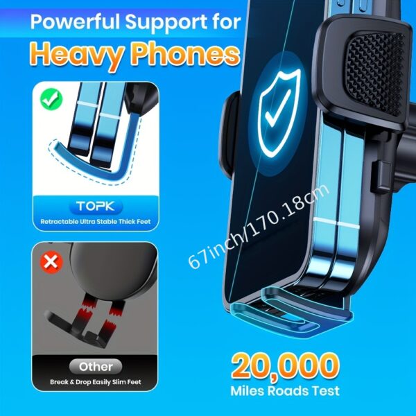 TOPK D38-C Car Phone Holder Mount, Upgraded Adjustable Horizontally And Vertically Cell Phone Holder For Car Dashboard Compatible With All Phones - Image 5