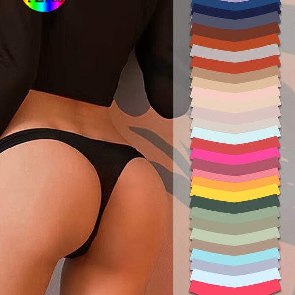 12pcs Soft Comfortable Non-Marked V-Style Sexy Ladies Underwear - Plain-Colored Seamless Breathable Personality Novel Suit - Image 7