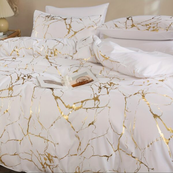 3pcs Classic Hot Stamping Texture Quilt Cover Set - Image 14
