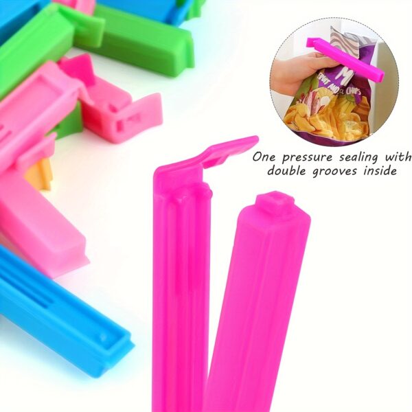 10-Pack Plastic Food Bag Clips, Reusable Moisture-Proof & Dust-Proof Seal Clamps for Snack Bags, Kitchen Storage Organizers & Accessories - Image 4
