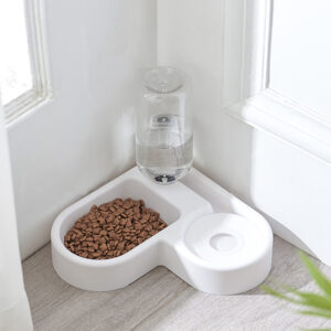 BPA-Free Cat Water Fountain & Food Bowl Set - Quiet, Automatic for Small Cats & Kittens - Healthy Hydration, Easy Clean, Dual Purpose