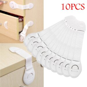 10pcs White Safety Locks - Childproof Cabinet & Drawer Secures, Phthalate-Free Plastic Door Protectors, Security Protector, Door Lock