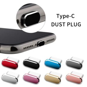 [Metal Anti-Dust Plug] 1pc Colorful Metal Anti-Dust Charger Dock Plug Stopper Cap Cover for Type-C Charging Port Not for iPhone 15