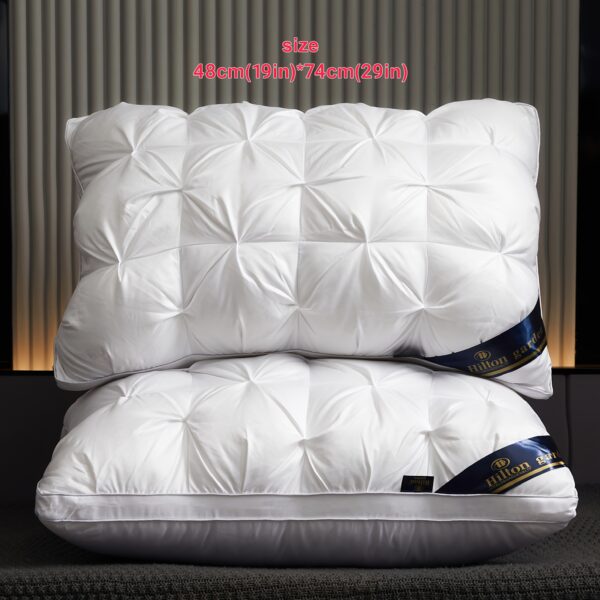 1pc Luxury 5-Star Hotel Quality Pillow, 600g Weight, 48.26x73.66 cm - Deep Sleep Neck Support, Non-Collapse High Pillow Core for All Seasons, White Satin Finish, Pillows for Sleeping - Image 4