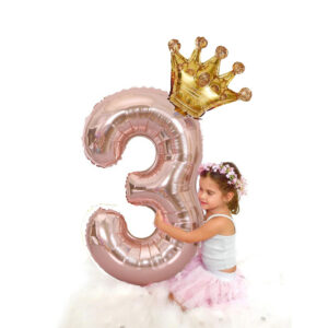 Gorgeous Rose Golden Number Crown Balloon - Perfect for Birthday, Wedding & Aesthetic Room Decorations!