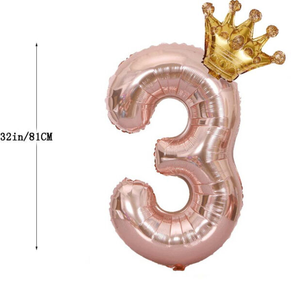 Gorgeous Rose Golden Number Crown Balloon - Perfect for Birthday, Wedding & Aesthetic Room Decorations! - Image 8