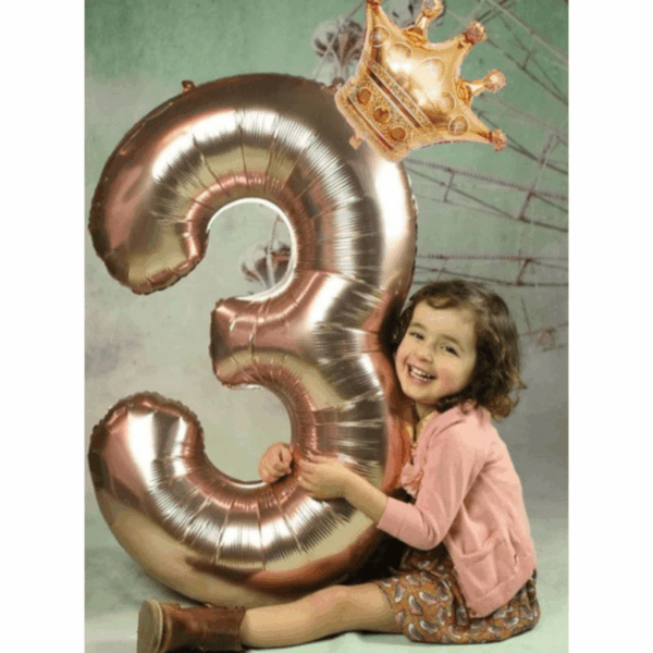 Gorgeous Rose Golden Number Crown Balloon - Perfect for Birthday, Wedding & Aesthetic Room Decorations! - Image 6