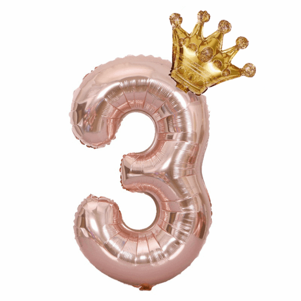 Gorgeous Rose Golden Number Crown Balloon - Perfect for Birthday, Wedding & Aesthetic Room Decorations! - Image 3