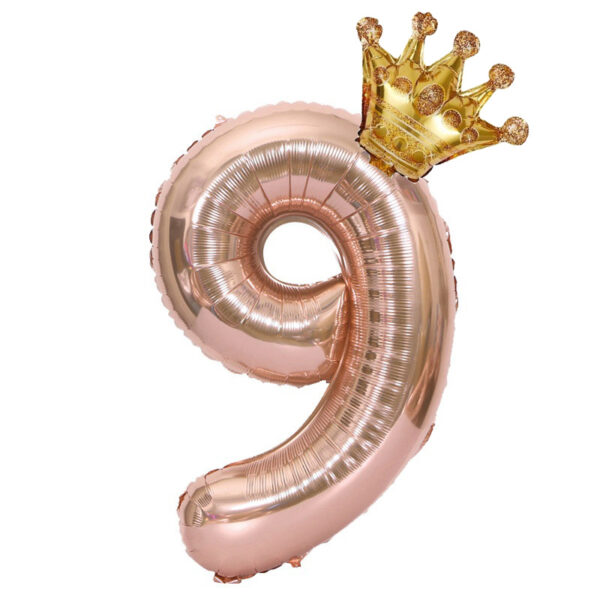 Gorgeous Rose Golden Number Crown Balloon - Perfect for Birthday, Wedding & Aesthetic Room Decorations! - Image 14