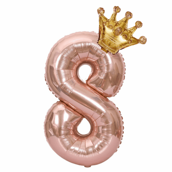 Gorgeous Rose Golden Number Crown Balloon - Perfect for Birthday, Wedding & Aesthetic Room Decorations! - Image 12