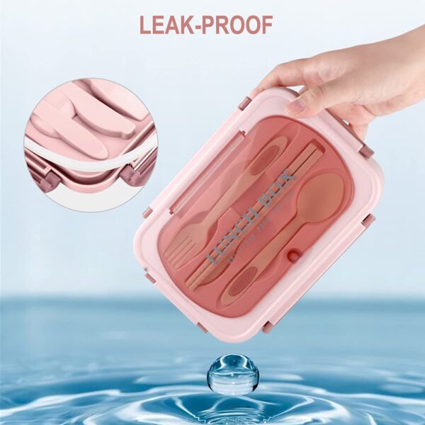 1pc 1000 ML Divided Leakproof Lunch Box with Tableware - Microwave Safe Bento for Office, School & Home - Durable, Easy Clean Food Container for Teenagers & Workers - Image 7