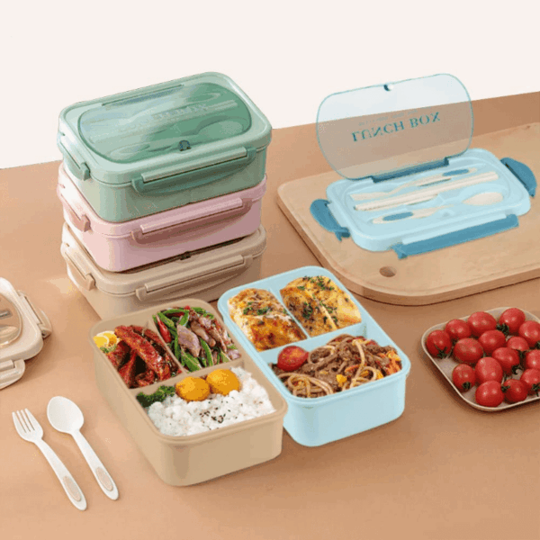 1pc 1000 ML Divided Leakproof Lunch Box with Tableware - Microwave Safe Bento for Office, School & Home - Durable, Easy Clean Food Container for Teenagers & Workers - Image 9