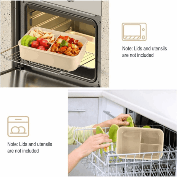 1pc 1000 ML Divided Leakproof Lunch Box with Tableware - Microwave Safe Bento for Office, School & Home - Durable, Easy Clean Food Container for Teenagers & Workers - Image 8