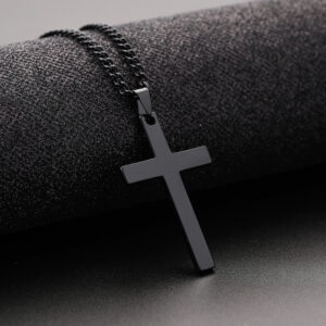 1pc Black Cross Pendant Necklace for Men, Simple And Fashion Prayer Jewelry Amulet Protection, father's day gift,Valentine's Day