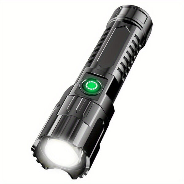 1pc Super Bright Flashlight, USB Rechargeable Telescopic Zoom Wide Beam Handheld Emergency Illumination Flashlight For Outdoor, Exploration, Work Lighting - Image 2