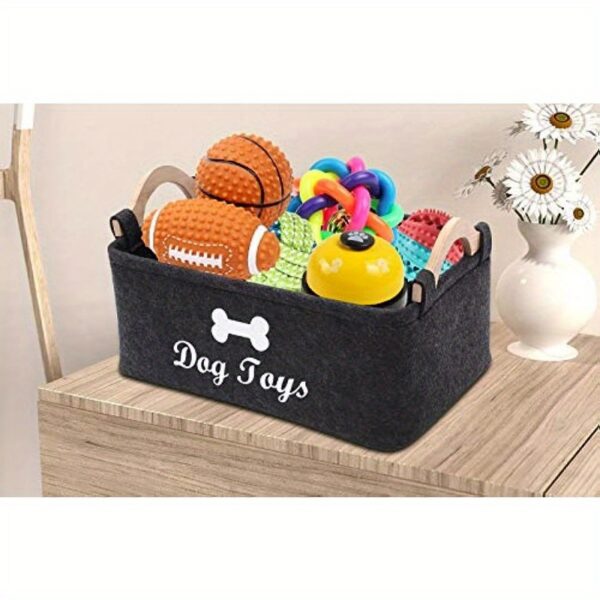 Felt Pet Toy Box, Dog Toy Box, Storage Basket Chest Organizer - Perfect For Organizing Pet - Image 2