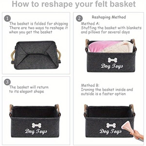 Felt Pet Toy Box, Dog Toy Box, Storage Basket Chest Organizer - Perfect For Organizing Pet - Image 7