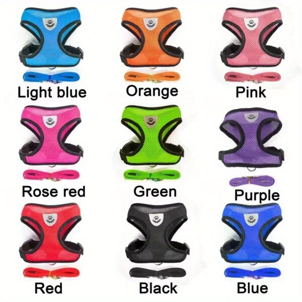 Dog Harnesses Leash, Mesh Cloth Pet Collars, Puppy Breathable Reflective Lead Dog Rope, Adjustable Pet Supplies - Image 8