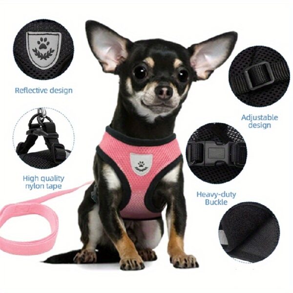 Dog Harnesses Leash, Mesh Cloth Pet Collars, Puppy Breathable Reflective Lead Dog Rope, Adjustable Pet Supplies - Image 10