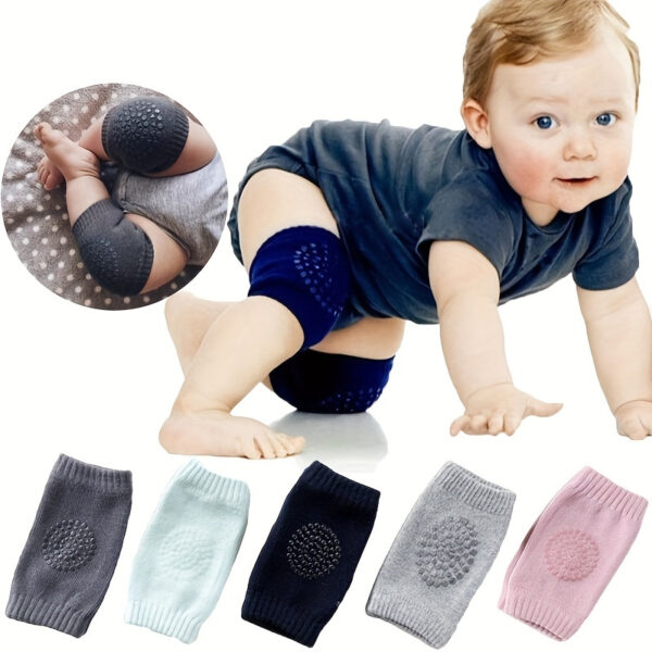 2pcs 5 Colors Soft Elastic Knee And Elbow Brace Pads For Babies And Toddlers - Anti-Slip Crawling Safety Protector And Leg Cushion