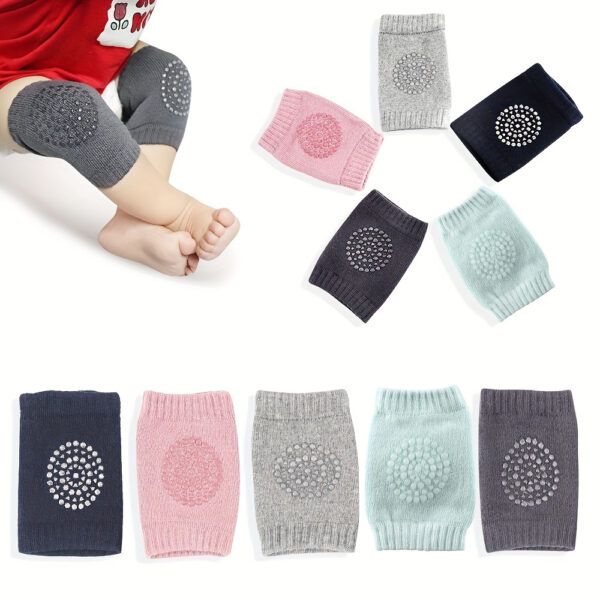 2pcs 5 Colors Soft Elastic Knee And Elbow Brace Pads For Babies And Toddlers - Anti-Slip Crawling Safety Protector And Leg Cushion - Image 3