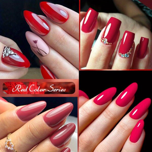 Red Series Gel Nail Polish, Spring Summer Wine Red Gel Polish, UV/LED Lamp Needed, For Home Salon Nail Art, Christmas nail design - Image 18
