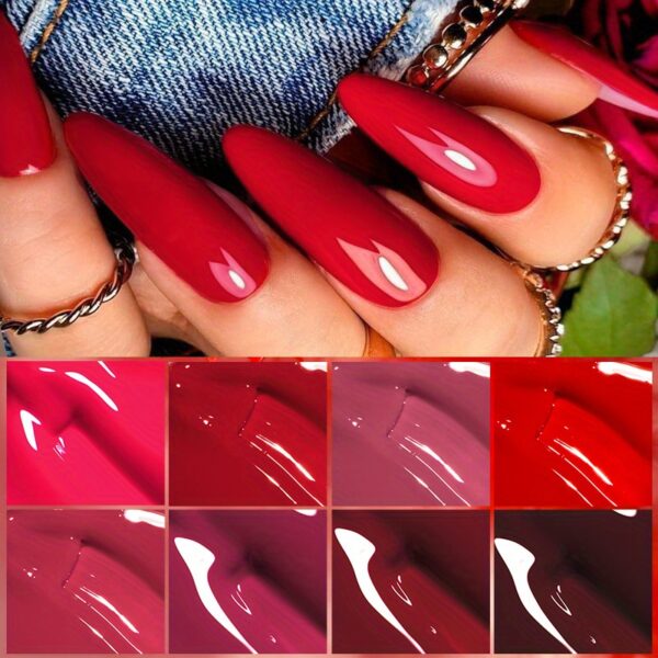 Red Series Gel Nail Polish, Spring Summer Wine Red Gel Polish, UV/LED Lamp Needed, For Home Salon Nail Art, Christmas nail design - Image 10