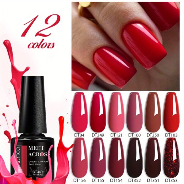 Red Series Gel Nail Polish, Spring Summer Wine Red Gel Polish, UV/LED Lamp Needed, For Home Salon Nail Art, Christmas nail design - Image 4