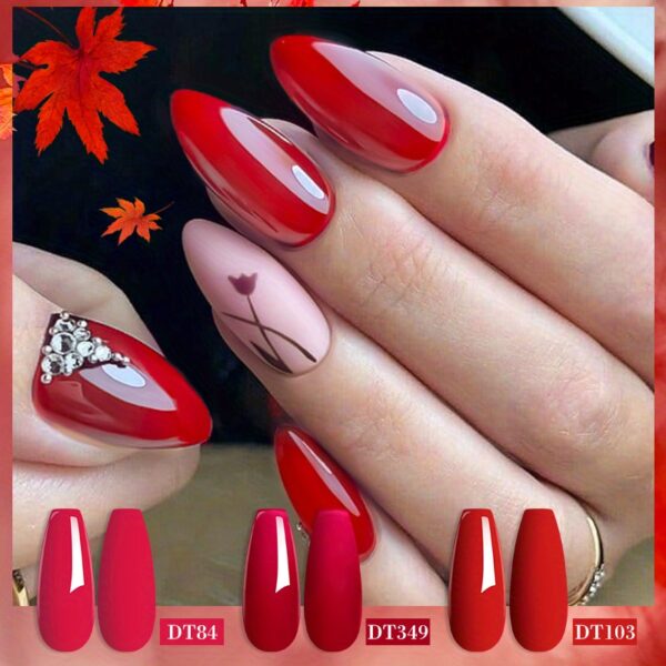 Red Series Gel Nail Polish, Spring Summer Wine Red Gel Polish, UV/LED Lamp Needed, For Home Salon Nail Art, Christmas nail design - Image 12