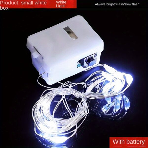 LED Small Lights, Christmas Bouquet Decoration Atmosphere Copper Wire Color Lights, Battery Box Strip Lights, Small White Box Strip Lights Star - Image 7