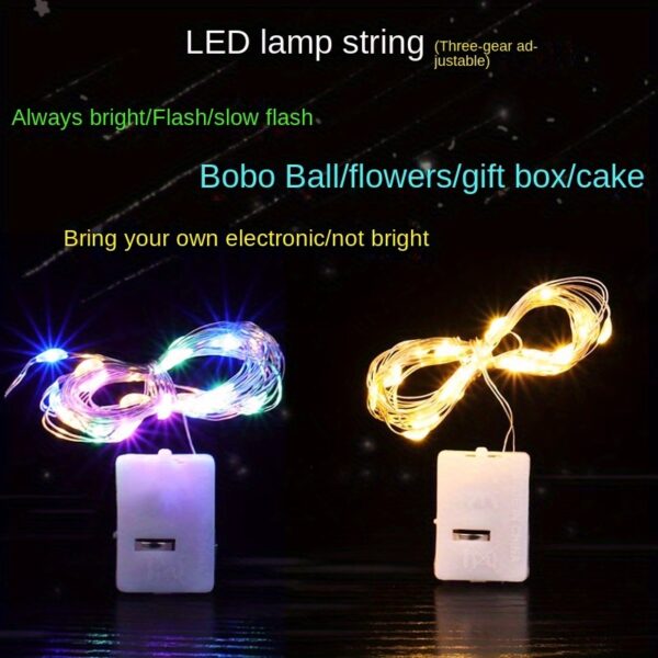 LED Small Lights, Christmas Bouquet Decoration Atmosphere Copper Wire Color Lights, Battery Box Strip Lights, Small White Box Strip Lights Star - Image 2