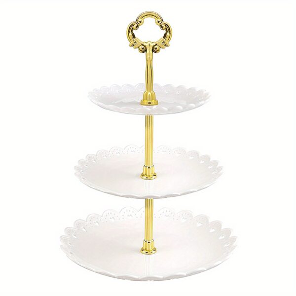1pc, Elegant 3 Tier Cupcake Stand for Tea Parties, Weddings, and More - Ruffled or Laciness Design - Perfect for Decorating and Serving Desserts - Table and Kitchen Accessories - Image 13