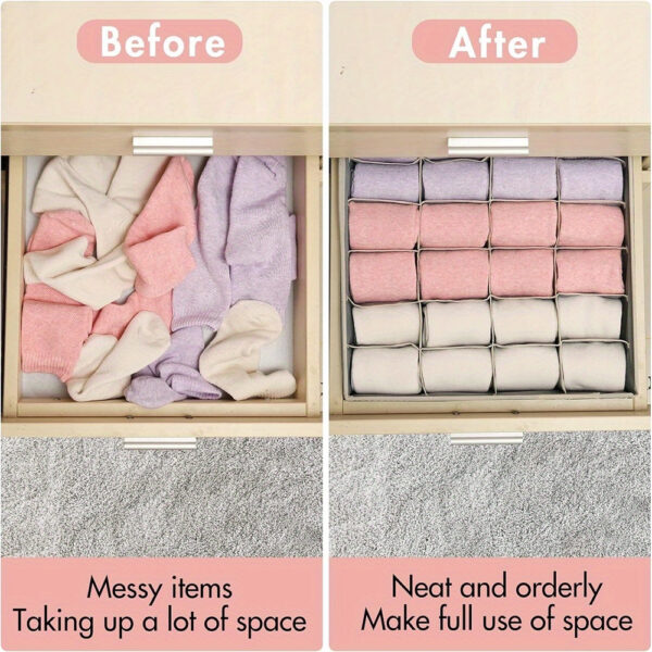 1pc Sock Underwear Organizer Dividers, Drawer Organizers Fabric Foldable Cabinet Closet Organizers And Storage Boxes For Storing Socks, Underwear, Ties - Image 9