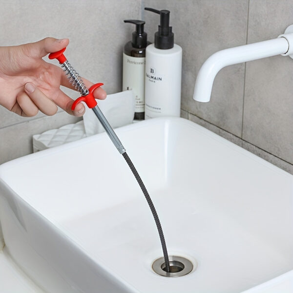 1pc 22.24in Long Reach Drain Clog Remover Tool - Effective Hair Clog Remover for Shower, Kitchen Sink, Bath Tub, Bathroom - Easy to Use, Durable, and Space-Saving Bathroom Accessories - Image 4