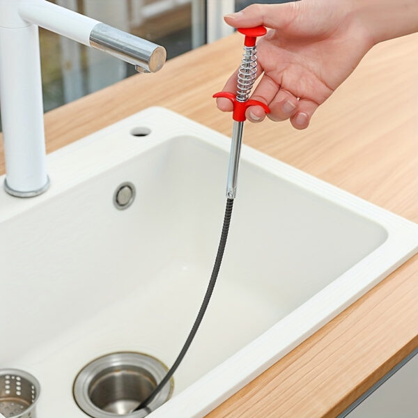 1pc 22.24in Long Reach Drain Clog Remover Tool - Effective Hair Clog Remover for Shower, Kitchen Sink, Bath Tub, Bathroom - Easy to Use, Durable, and Space-Saving Bathroom Accessories - Image 2