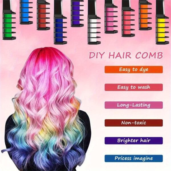 10 Color Hair Chalk for Girls Makeup Kit Hair Chalk Comb Temporary Washable Hair Color Dye for Birthday Halloween Christmas Gifts Toys for Girls - Image 5