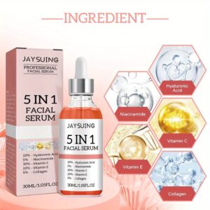 The 5-in-1 facial essence helps create a more even skin tone, brightens the complexion, deeply moisturizes and nourishes the skin