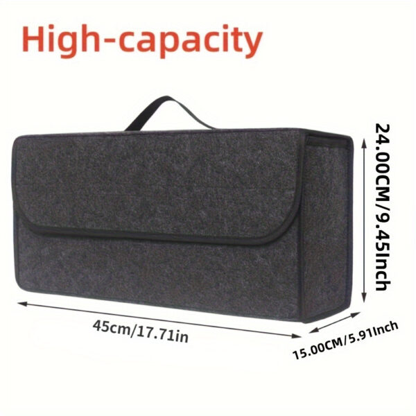 1pc Car Storage Box, Portable, Foldable Car Trunk Organizer, Felt Cloth Storage Box, Car Interior Stowing Tidying Container Bag, Car Organizer - Image 6