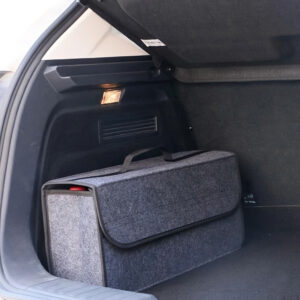 1pc Car Storage Box, Portable, Foldable Car Trunk Organizer, Felt Cloth Storage Box, Car Interior Stowing Tidying Container Bag, Car Organizer