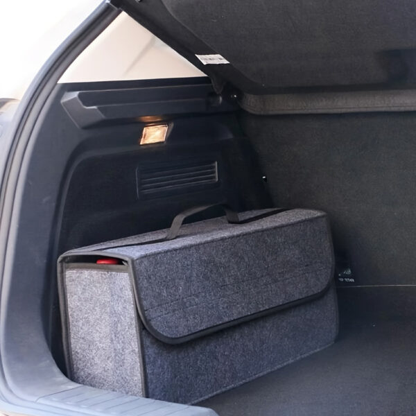 1pc Car Storage Box, Portable, Foldable Car Trunk Organizer, Felt Cloth Storage Box, Car Interior Stowing Tidying Container Bag, Car Organizer