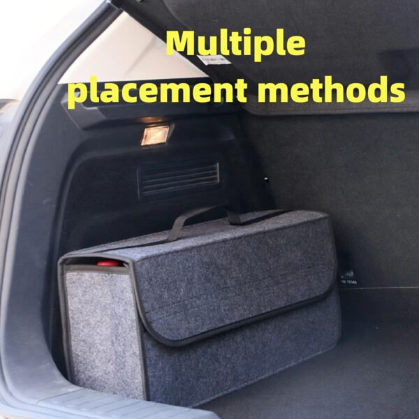 1pc Car Storage Box, Portable, Foldable Car Trunk Organizer, Felt Cloth Storage Box, Car Interior Stowing Tidying Container Bag, Car Organizer - Image 3